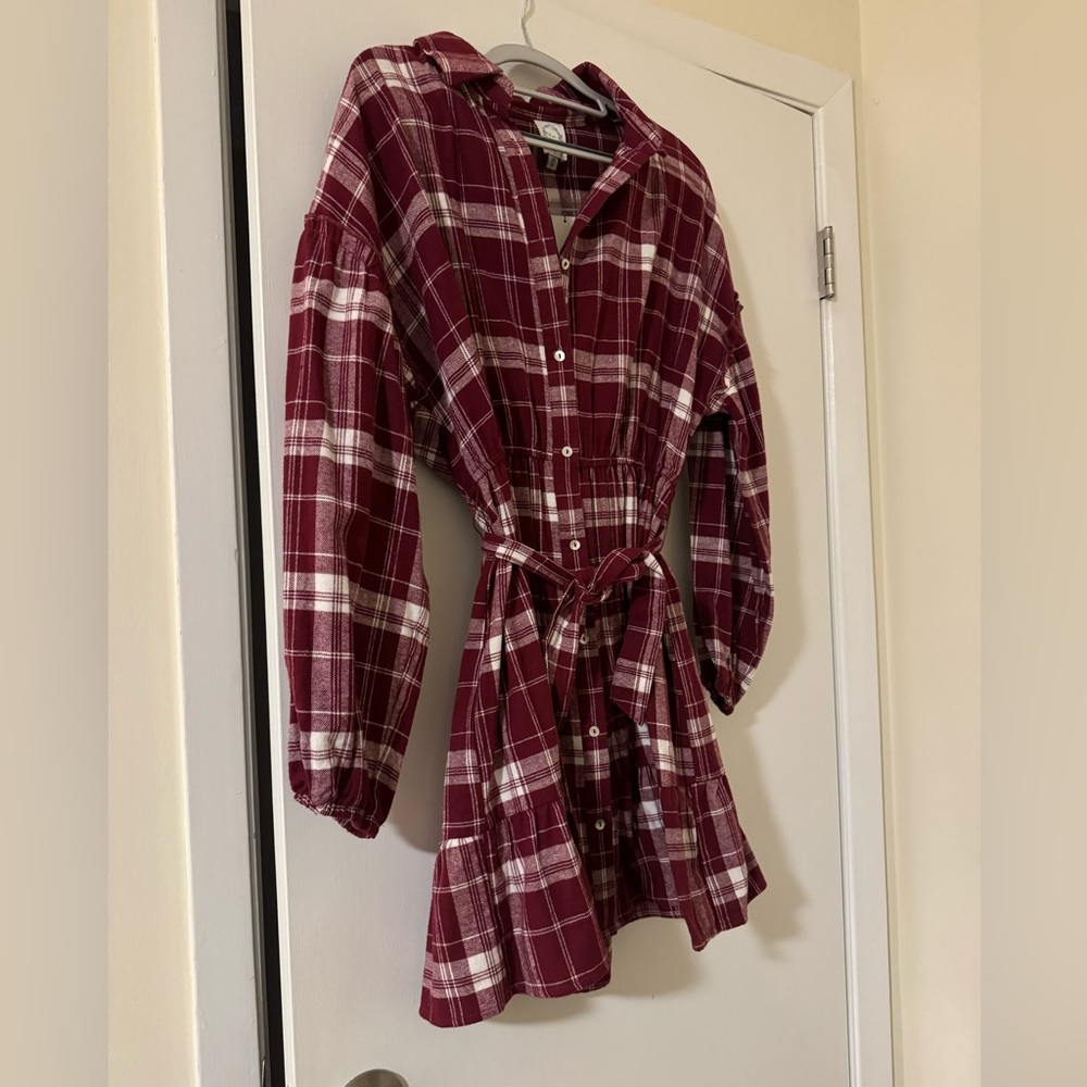Red Plaid Shirt Dress